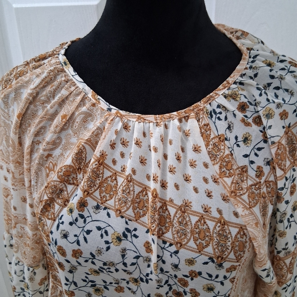 NWT Easel Multi Colored Printed Patchwork Blouse … - image 4